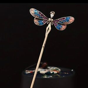 Elegant Butterfly Hair Stick with Multicolor Accents